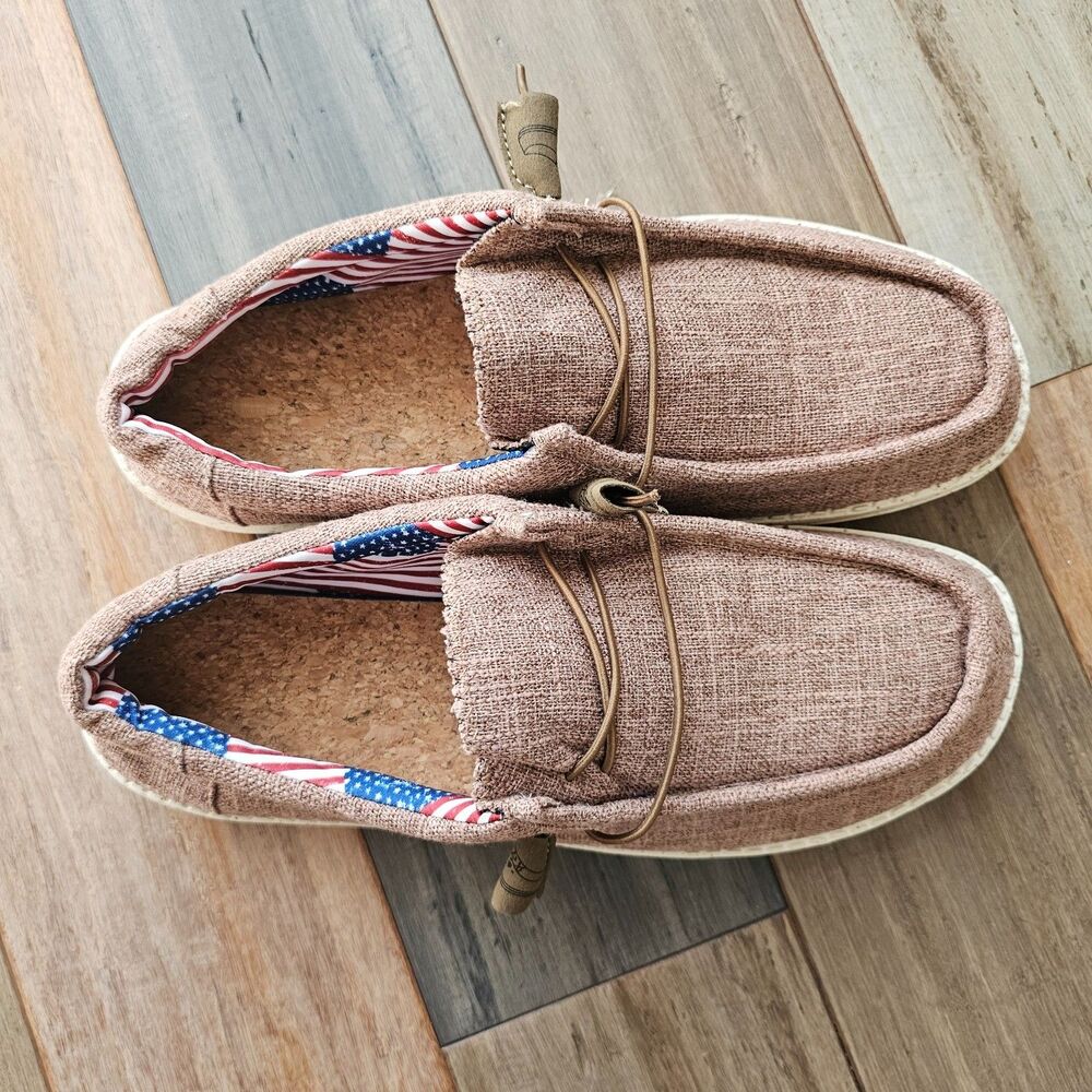 NWT Men's Casual Shoes Brown Loafers American Flag Lining Size 11.5 (EU) 45 - Picture 3 of 9